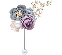 TONZN Corsage de Poignet Boutonnière de Mariage Rose Corsage Marié Boutonnière de Mariage Simple Rose Fleur Fausse Perle Broche DIY Fête Bal 1105 (Couleur: C) (B)