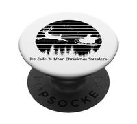 Too Cute to Wear Pull de Noël en Forme de traîneau de Père Noël rétro PopSockets PopGrip Adhésif