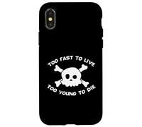 Too Fast to Live Too Young to Die Skull Harajuku Style Coque pour iPhone X/XS