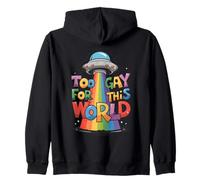 Too Gay For This World Alien UFO - Mois de la fierté LGBTQ des alliés Sweat à Capuche