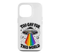 Too Gay for This World UFO Alien LGBTQ Pride Graphic Coque pour iPhone 13 Pro