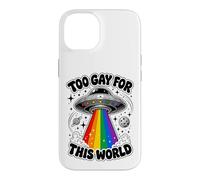 Too Gay for This World UFO Alien LGBTQ Pride Graphic Coque pour iPhone 14