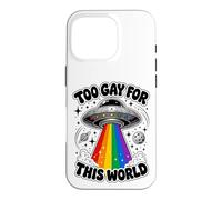 Too Gay for This World UFO Alien LGBTQ Pride Graphic Coque pour iPhone 16 Pro