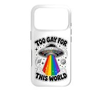 Too Gay for This World UFO Alien LGBTQ Pride Graphic Coque pour iPhone 17 Pro