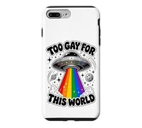 Too Gay for This World UFO Alien LGBTQ Pride Graphic Coque pour iPhone 7 Plus/8 Plus