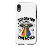 Too Gay for This World UFO Alien LGBTQ Pride Graphic Coque pour iPhone XR