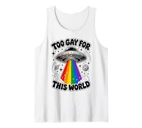 Too Gay for This World UFO Alien LGBTQ Pride Graphic Débardeur