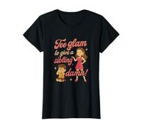 Too Glam to Give a Sibling Damn - Rose vif doré scintillant T-Shirt