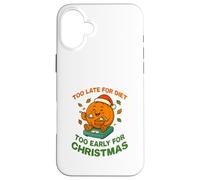 Too Late for Diet, Motif de Noël Amusant avec Une Tarte à la Citrouille Coque pour iPhone 16 Plus