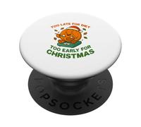 Too Late for Diet, Motif de Noël Amusant avec Une Tarte à la Citrouille PopSockets PopGrip Adhésif