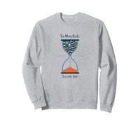 Too Many Books Too Little Time Bookworm Sablier Sweatshirt, Unisexe pour Adultes, Gris Chiné, XXL