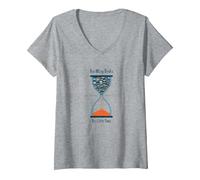 Too Many Books Too Little Time Bookworm Sablier T-Shirt avec Col en V, Femme, Gris Chiné, XXL