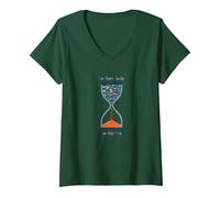 Too Many Books Too Little Time Bookworm Sablier T-Shirt avec Col en V, Femme, Vert Forêt, XXL