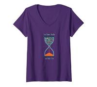 Too Many Books Too Little Time Bookworm Sablier T-Shirt avec Col en V, Femme, Violet, S