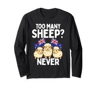 Too Many Sheep Never New Zealand Kiwi Flag Humour Manche Longue