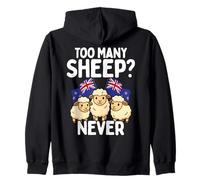 Too Many Sheep Never New Zealand Kiwi Flag Humour Sweat à Capuche