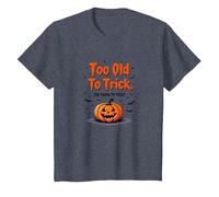 Too Old to Trick Too Young to Treat Halloween Humour T-Shirt, Enfant, Bleu Chiné, 8 Ans