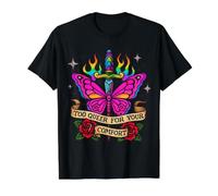 Too Queer for Your Comfort Papillon Dague Pride Art T-Shirt Graphique avec Valeur