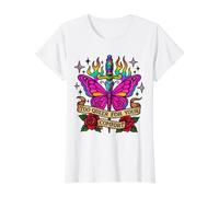 Too Queer for Your Comfort Papillon Dague Pride Art T-Shirt Graphique avec Valeur, Femme, Blanc, S