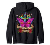 Too Queer for Your Comfort Tatouage Papillon Arc-en-Ciel LGBT Sweat à Capuche