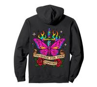 Too Queer for Your Comfort Tatouage Papillon Arc-en-Ciel LGBT Sweat à Capuche
