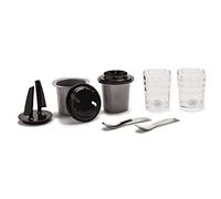 TooA Kit d'Accessoires pour Sorbetière TooA avec 2 Sous Verres Guzzini, 2 Cuillères Guzzini en Acier Inoxydable, 2 Bekers, 2 Couvercles, 2 Palettes de Mélange pour Machine à Glace Rapide