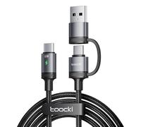 toocki 2 en 1 Câble USB C vers USB C 1.2M 60W avec Adaptateur USB-A, Tressé | PD Charge Rapide, USBC vers USB-C/A pour iPhone 15/16/17/MacBook/iPad/Samsung S25/S24/Xiaomi/Android Auto, Idéal Polyvalent