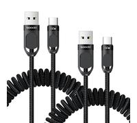 toocki 2 Pack Cable USB A vers USB C Nylon Tressé Câble Spiralé Type C de Charge Rapide Compatible avec Samsung Galaxy S20 S10 S9 S8 +, Note Series 10 9 8, pour Voiture Android, Carplay (1.5M, Noir)