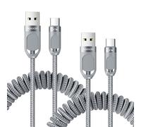toocki 2 Pack Cable USB A vers USB C Nylon Tressé Câble Spiralé Type C de Charge Rapide Compatible avec Samsung Galaxy S20 S10 S9 S8 +, Note Series 10 9 8, pour Voiture Android, Carplay (1.5M, Gris)