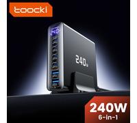 Toocki 240W GaN chargeur bureau PD3.1 140W PPS 45W affichage numérique rapide UBS C chargeur pour ordinateur portable iPhone 17 16 Samsung S25 S24