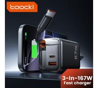toocki 3 in 1 Retractable Wall Charger 67W, Super Fast Charger USBC Charging Block with Type-C Cable & 2 USB Ports for MacBook Air, iPad Pro, Galaxy S25, iPhone 17/16/15, Pixel10 Pro, Laptops