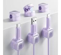 toocki 6 Pack Clips Câbles Organisateur de Câbles Magnétique Autocollant - Pour Bureau, Table de Chevet, Câbles de Charge, HDMI, USB, Aâbles Audio - Violet