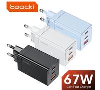 Toocki 67W GaN USB C chargeur charge rapide multicolore Type C chargeur pour Macook iPhone 15 14 13 12 Pro Max Samsung Xiaomi POCO EU Black with Cable
