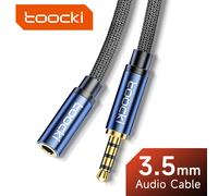 Toocki Aux câble Jack 3.5mm mâle à femelle mâle rallonge Audio câble de haut-parleur avec Microphone pour casque Xiaomi rallonge cordon Support Mic Grey