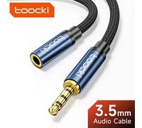 Toocki câble Aux 3.5mm mâle à femelle Jack Audio mâle rallonge haut-parleur fil avec Microphone pour casque Xiaomi rallonge cordon 3-Section 1m Grey