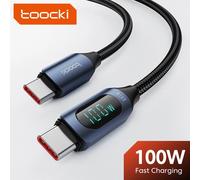 Toocki-Câble de charge rapide de type C vers type C, 100W PD, chargeur USB C vers USB C, câble d'affichage pour Xiaomi, POCO F3, Realme, Macbook, iPad 100W C- C Black