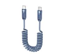 toocki Câble Spiralé USB C vers USB C 1.8M, 60W Spiralé avec LED, Nylon | PD Charge Rapide, Cable Spirale, Rétractable Type C pour Samsung S20/S10/S9/S8+/Note/Android/Xiaomi/Huawei, Idéal Voiture