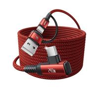 toocki Câble USB A vers USB C 240W 3M, 2-en-1 Type C Coudé 90 Degrés Charge Rapide, Nylon Tressé Compatible avec iPhone 17/16/15 Pro Max, Galaxy S25/S24/S23, MacBook, iPad, PS5, Switch, Rouge