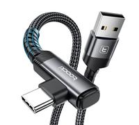 toocki Câble USB-A vers USB-C 2M, 3A Charge Rapide, 90 Degrés Tressé, Noir