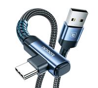 toocki Câble USB-A vers USB-C 3M, 3A Charge Rapide, 90 Degrés Tressé, Bleu
