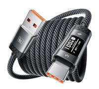 toocki Cable USB A vers USB C 6A 2M, Écran OLED, Tressé Nylon, Noir