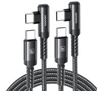 toocki Cable USB C [1M+1M] USB C vers USBC Coudé 60W, Câble Type C Charge Rapid Tressé en Nylon Durable Compatible avec iPhone 17/16/15 Pro Max MacBook Pro iPad Galaxy S23/S22, Noir