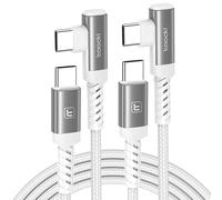 toocki Cable USB C [1M+1M] USB C vers USBC Coudé 60W, Câble Type C Charge Rapid Tressé en Nylon Durable Compatible avec iPhone 17/16/15 Pro Max MacBook Pro iPad Galaxy S23/S22, Blanc