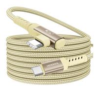 toocki Cable USB-C 240W 2M, Charge Rapide Câble Type-C Coudé, Nylon, Jaune | PD 3.1 Recharge Rapide, 480Mbps, Angle Droit, Tressé pour iPhone 17/16 Pro Max/MacBook/iPad/Galaxy S25, Idéal Gaming/Bureau