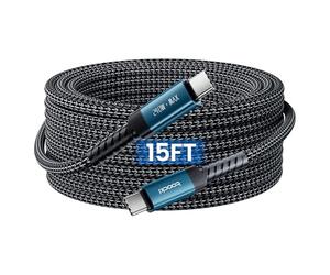 toocki Câble USB-C 240W, 4.5M, PD 3.1, Nylon Tressé, Droit Connecteur, Bleu