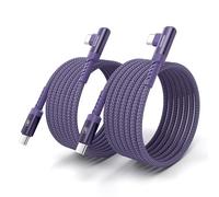 toocki Cable USB C [2M+2M] USB C vers USBC Coudé 60W, Câble Type C Charge Rapid Tressé en Nylon Durable Compatible avec iPhone 17/16/15 Pro Max MacBook Pro iPad Galaxy S23/S22, Violet