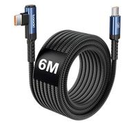 toocki Cable USB C 60 W 6 M, PD 3.0 Câble Type C Charge Rapide Nylon Tressé 90 Degrés pour iPhone 17/iPhone 16 Pro Max, Samsung Galaxy S24 S23 S22 Note 20, MacBook, Pixel (Bleu)