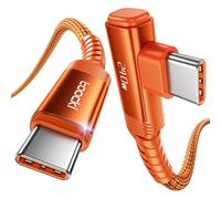 toocki Câble USB-C Charge Rapide 1M 100W, Coudé 90°, Nylon Tressé, Orange