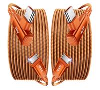 toocki Cable USB C Charge Rapide [1M,Lot de 2] 100W Câble Type C Coudé 90 Degrés, Nylon Tressé Compatible avec iPhone 17 16 15 Pro Plus Max Air, MacBook Air, Galaxy S25 Ultra/S24, Orange