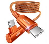 toocki Cable USB C Charge Rapide 2M 100W Câble Type C Coudé 90 Degrés, Nylon Tressé Compatible avec iPhone 17 16 15 Pro Plus Max Air, MacBook Air, Galaxy S25 Ultra/S24, Orange